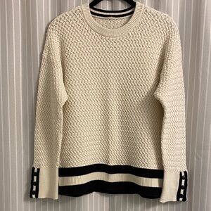 Lou & Grey 100% cotton relaxed fit sweater Cream & Black size Medium